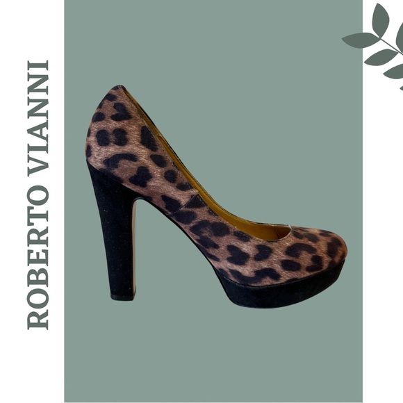 Roberto Vianni Cheetah Print Platform Heel Pump Shoe Size 38 - Picture 2 of 10